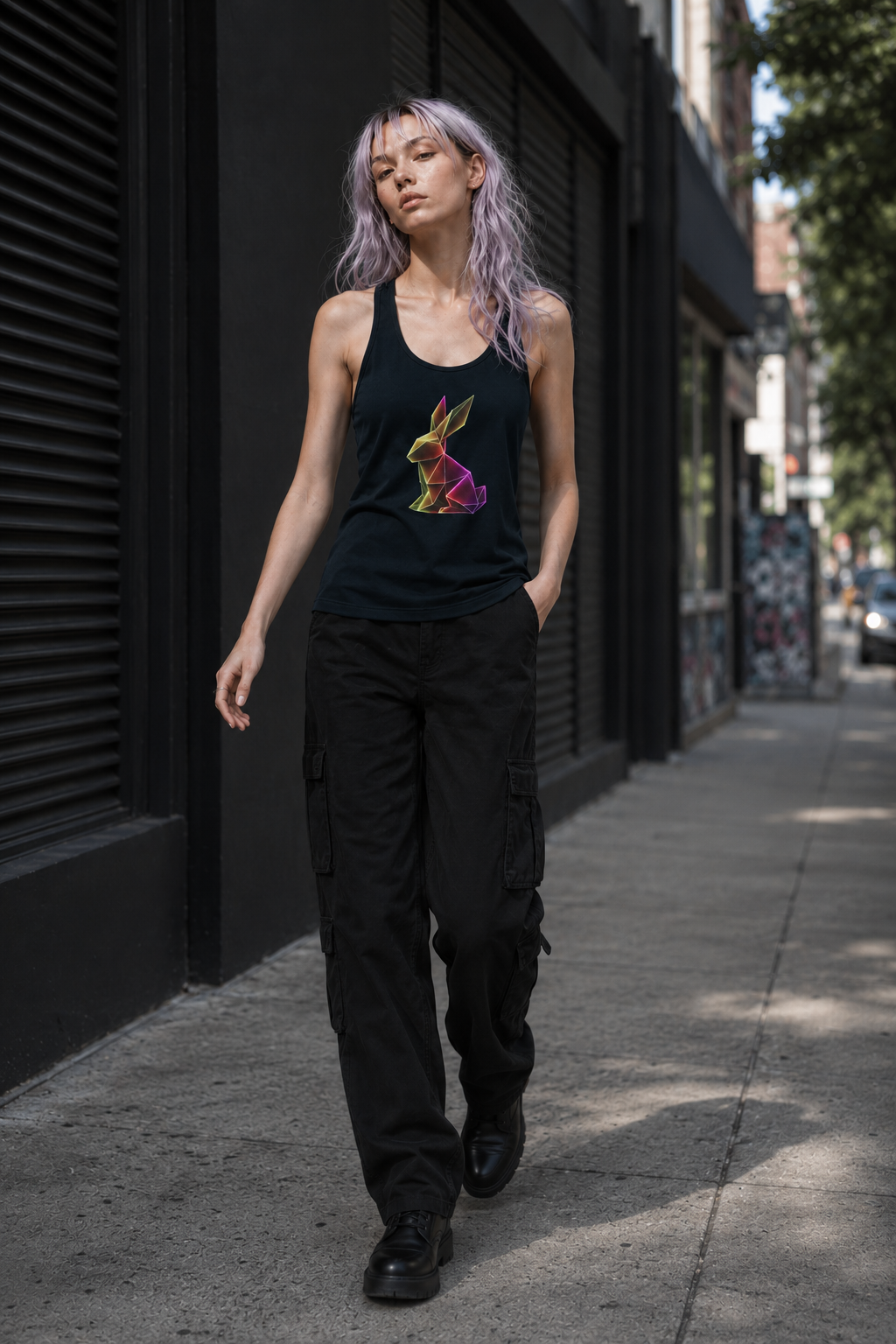 Origami Rabbit Racerback Tank