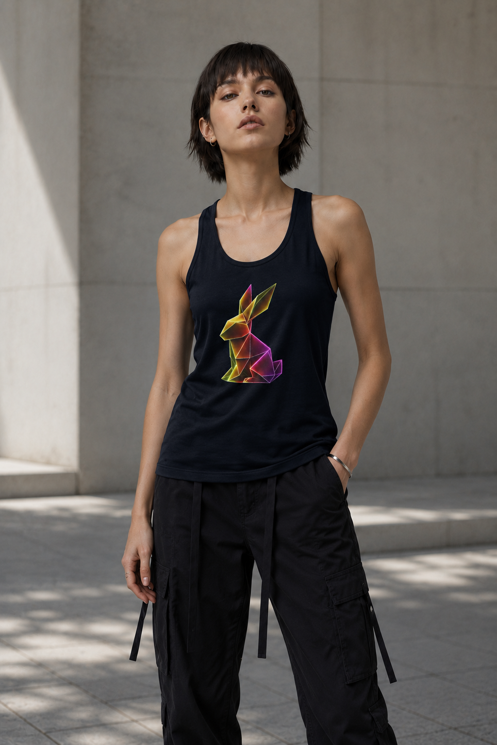 Origami Rabbit Racerback Tank