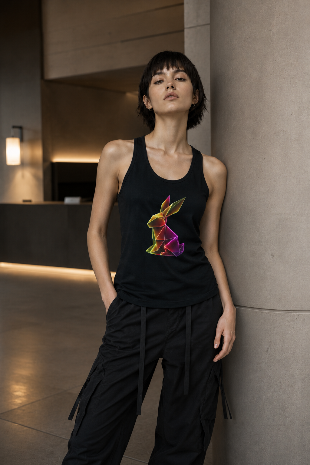 Origami Rabbit Racerback Tank
