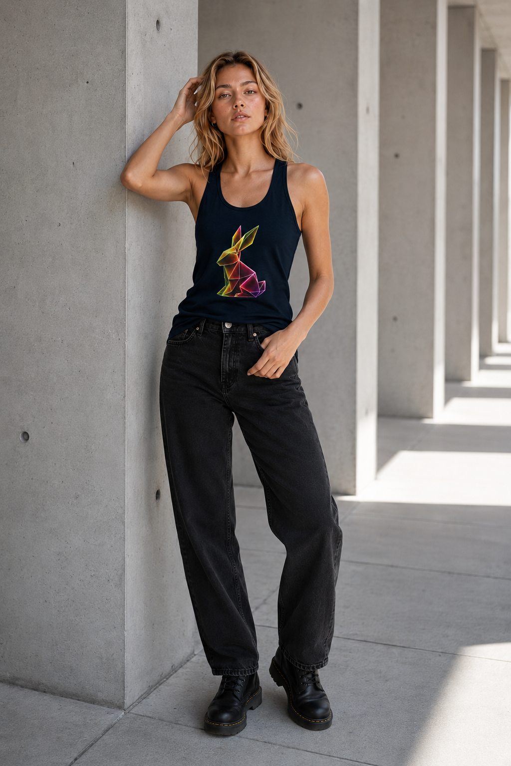 Origami Rabbit Racerback Tank