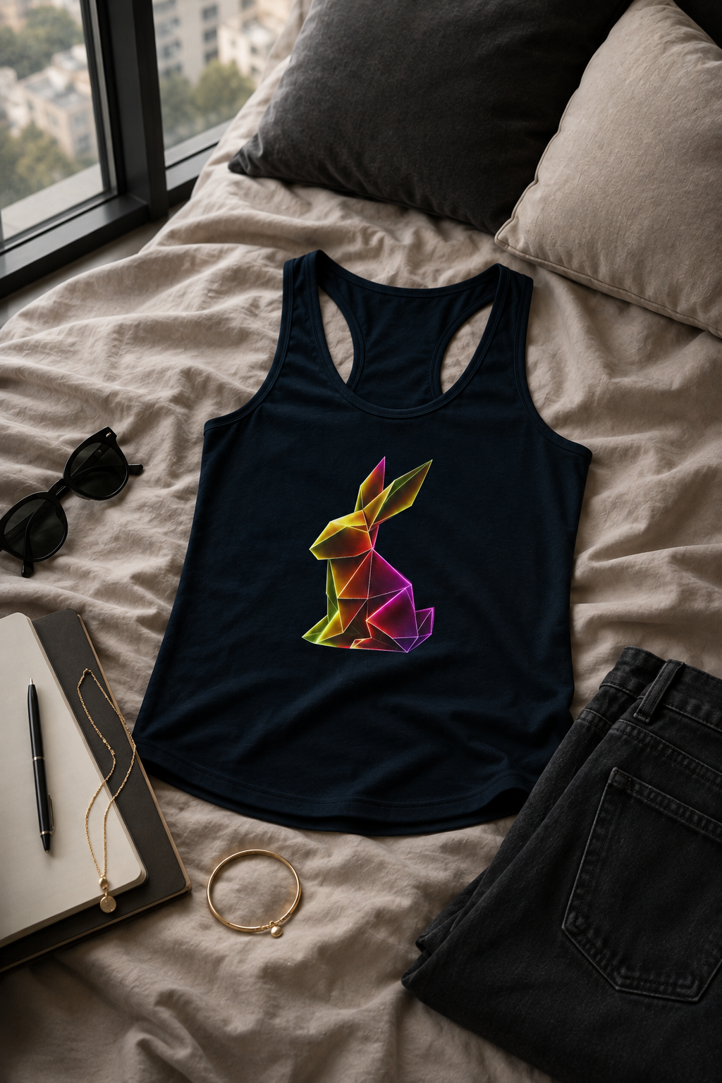 Origami Rabbit Racerback Tank