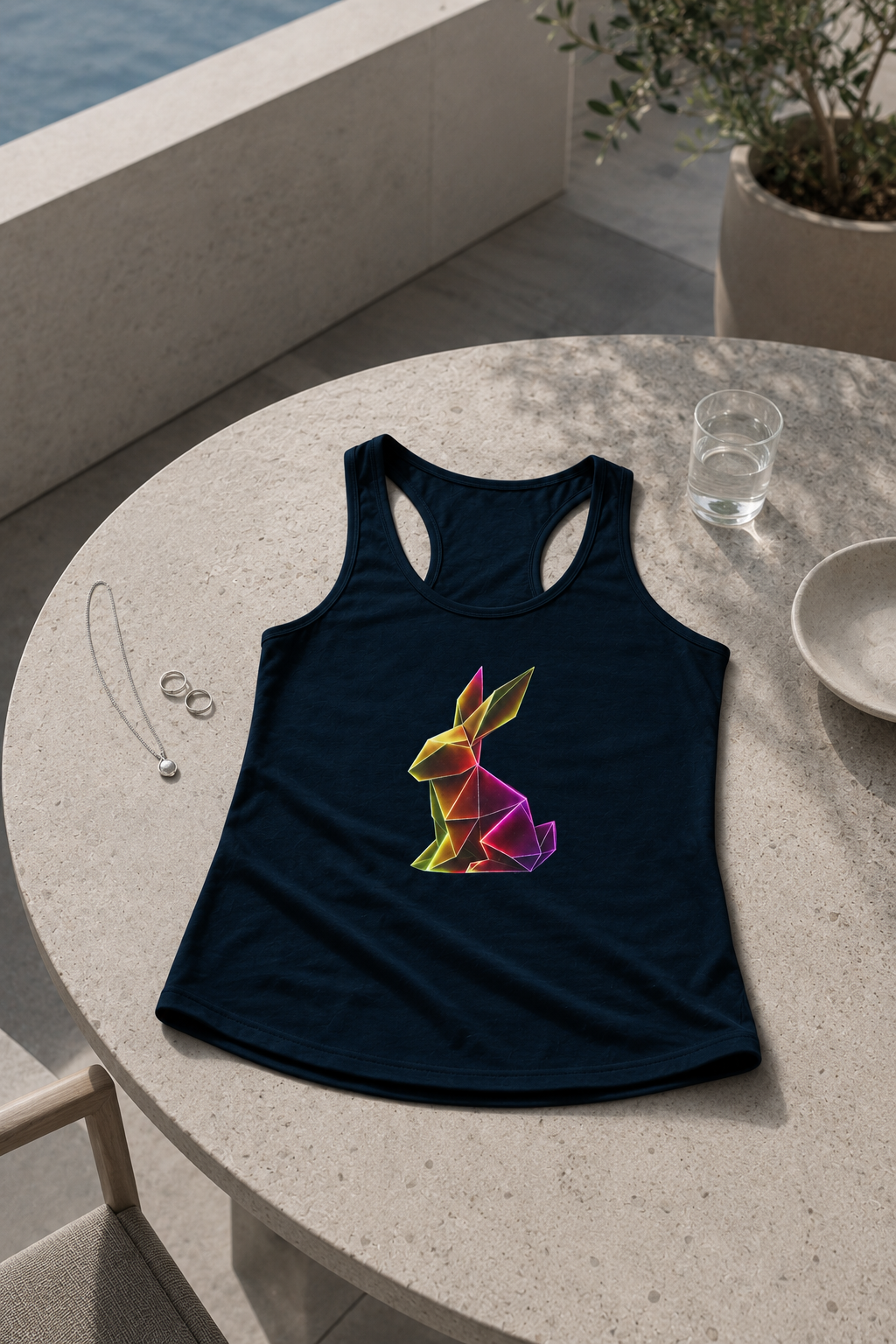 Origami Rabbit Racerback Tank