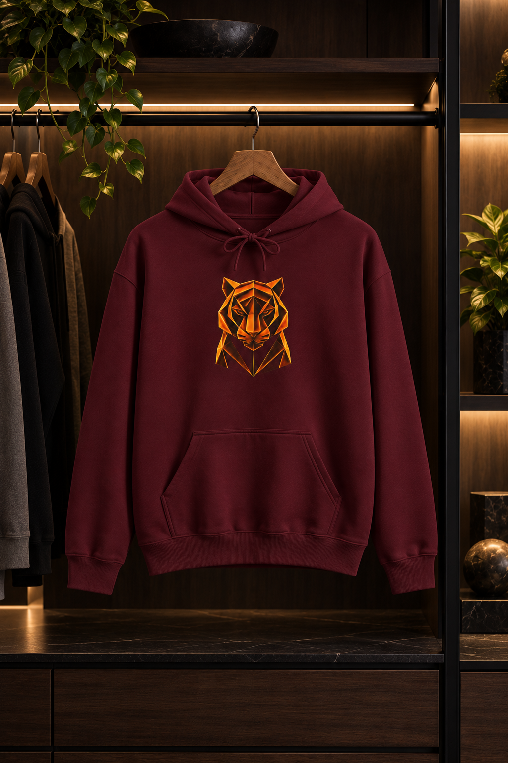 Origami Tiger Hoodie. Inner Power Instinct Sweatshirt
