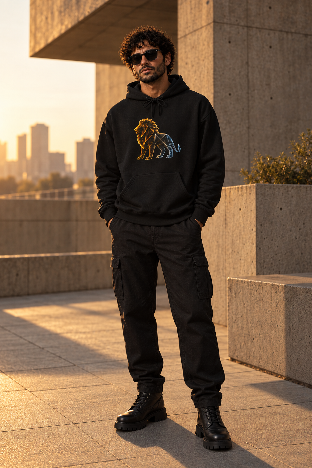 Origami Lion Hoodie. Presence Instinct Sweatshirt