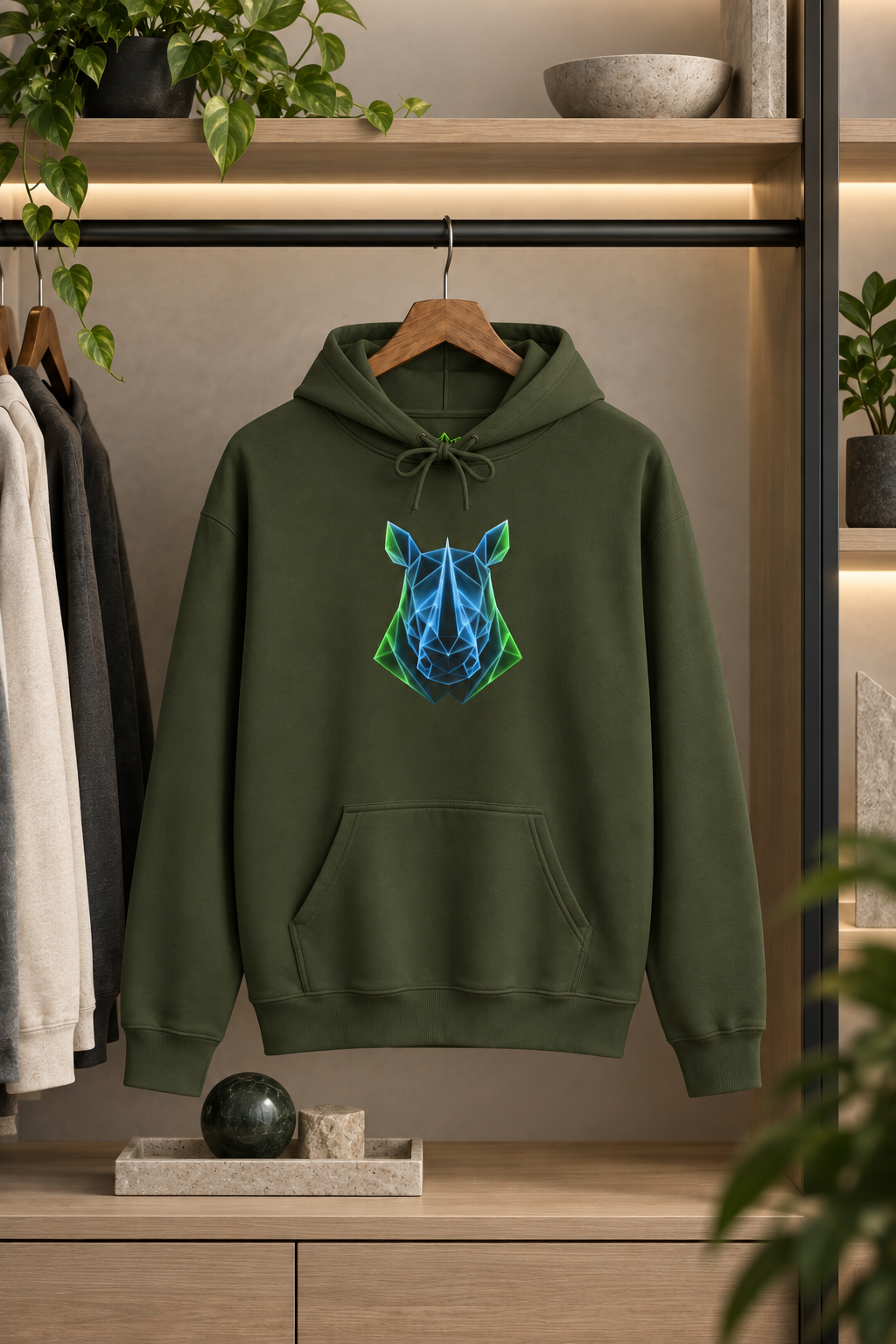 Origami Rhino Hoodie | Resilience Instinct Sweatshirt
