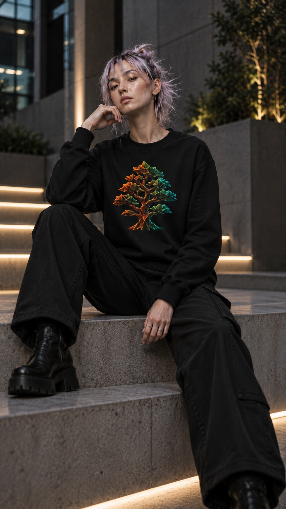 Origami Tree Unisex Heavy Blend™ Crewneck Sweatshirt. Grounding Instinct Sweatshirt