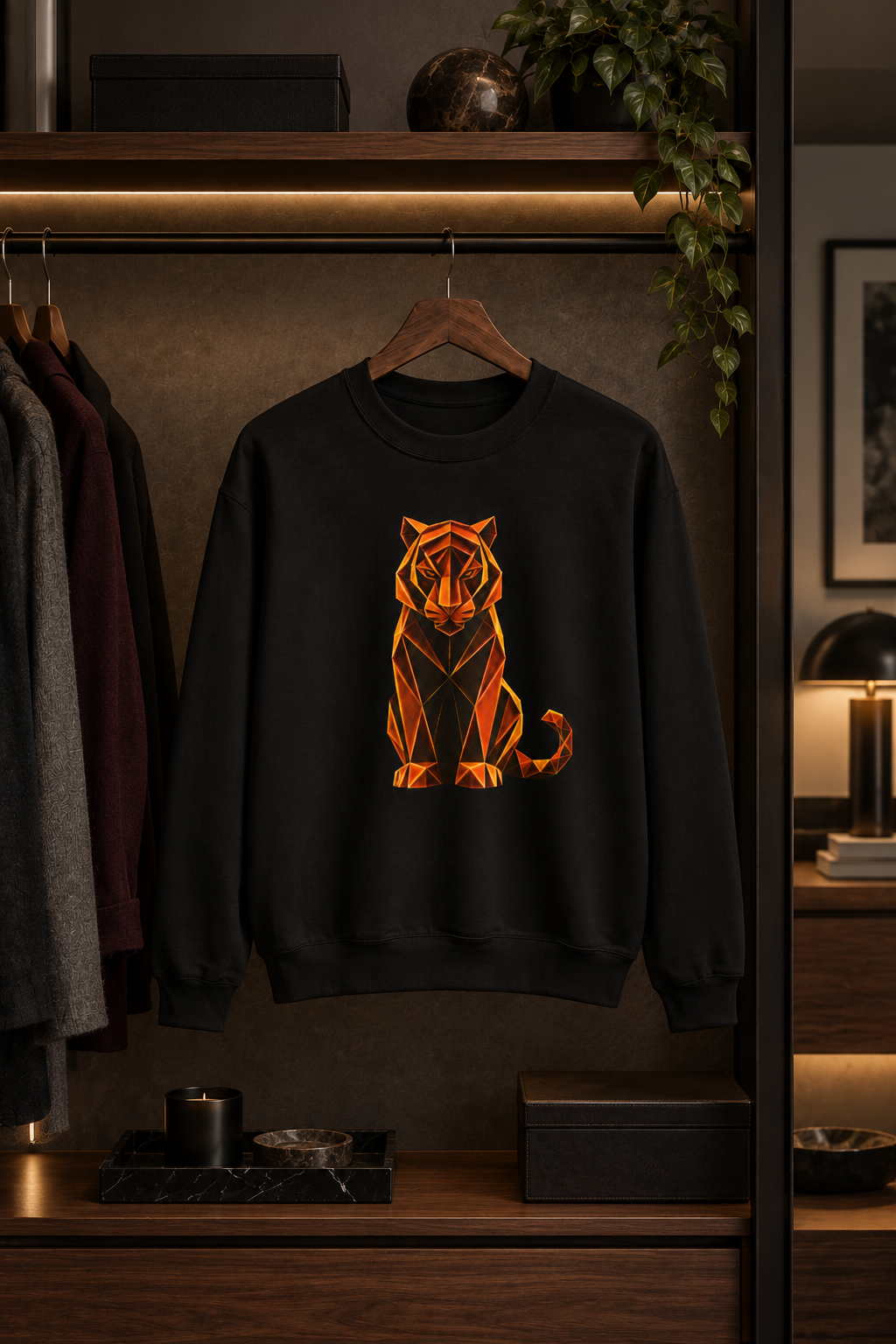 Origami Tiger Illustration Sweatshirt | Inner Power Instinct Sweatshirt