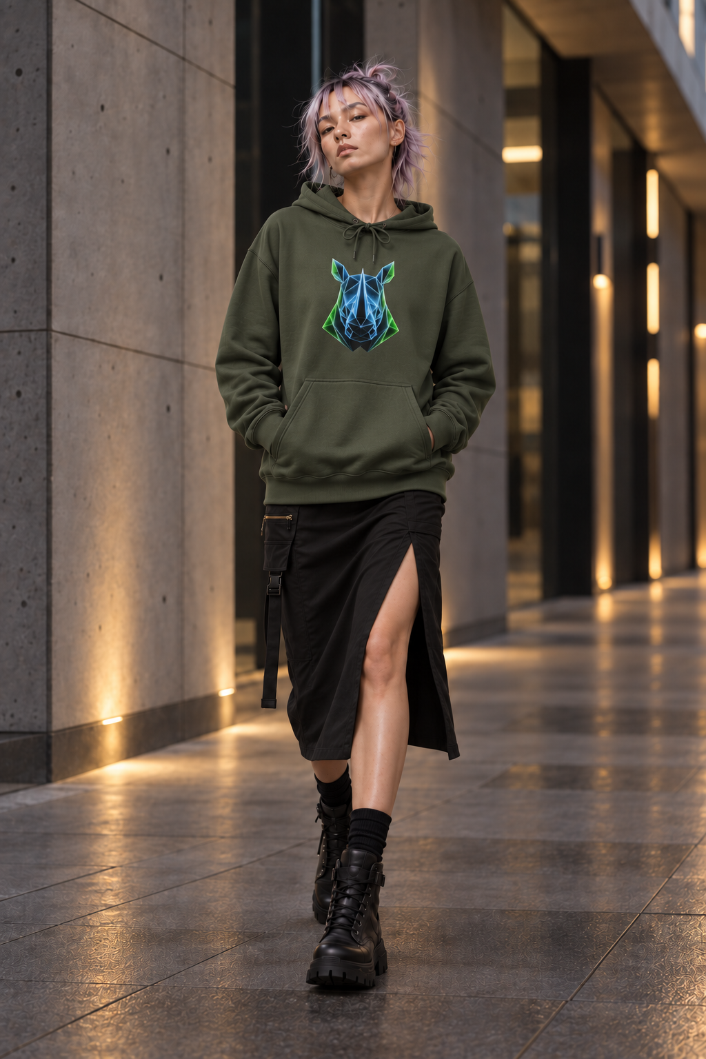 Origami Rhino Hoodie | Resilience Instinct Sweatshirt