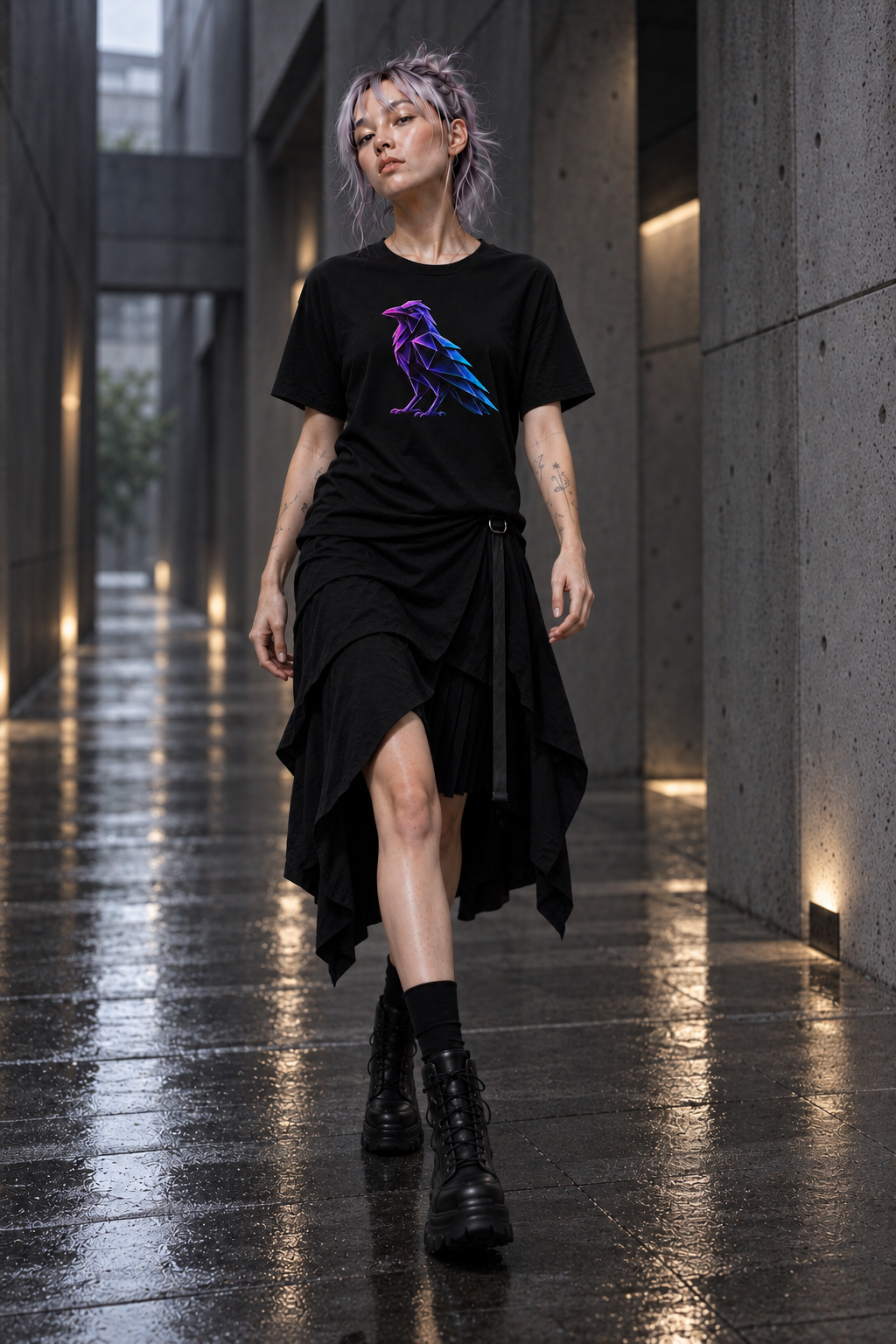 Raven Origami T-Shirt. Mistery Instinct Tee