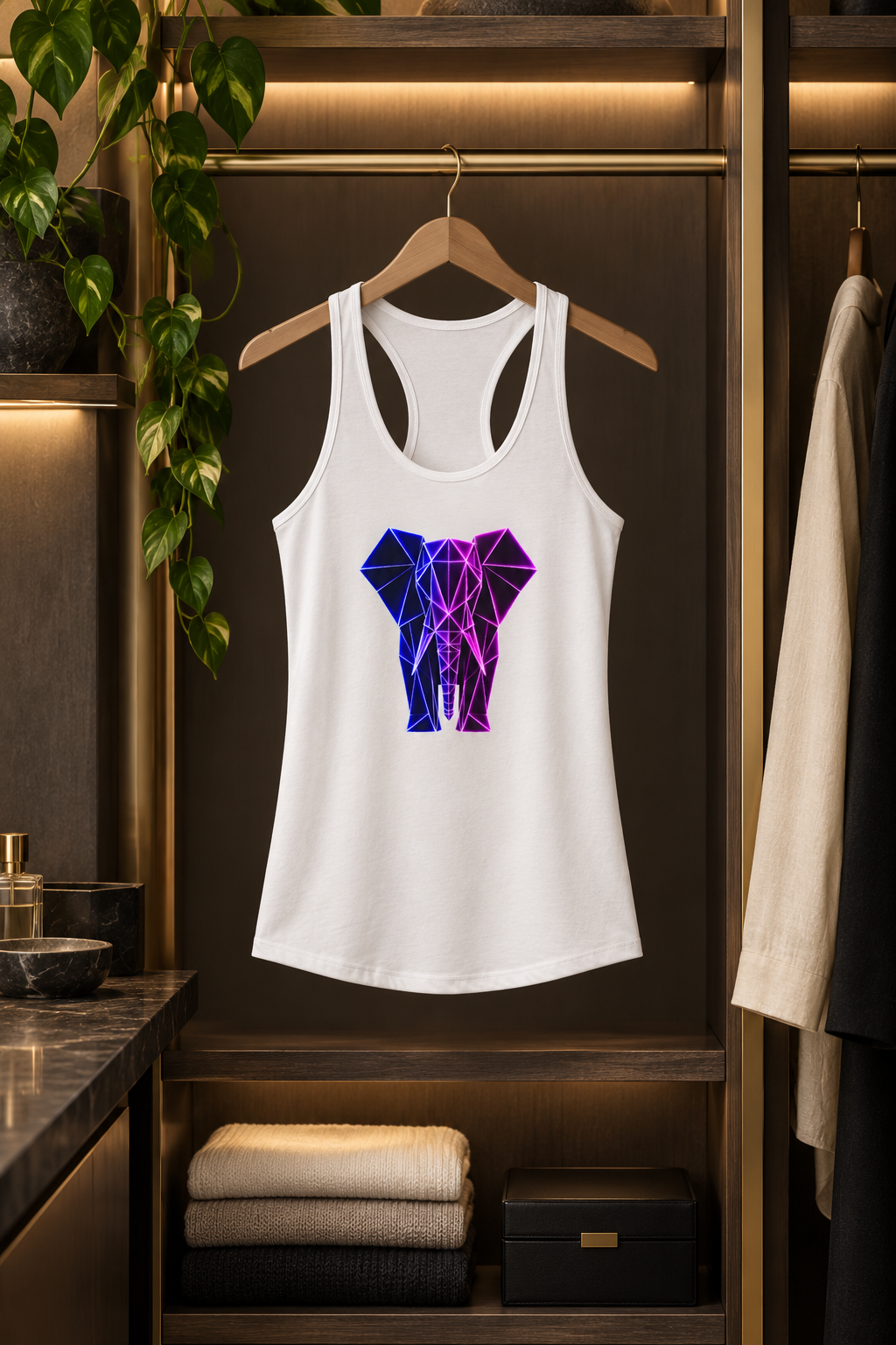 Origami Elephant Racerback Tank. Wisdom Instinct Tank