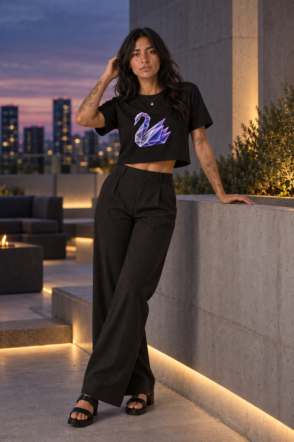 Origami Swan Cropped Tee. Grace Instinct Shirt