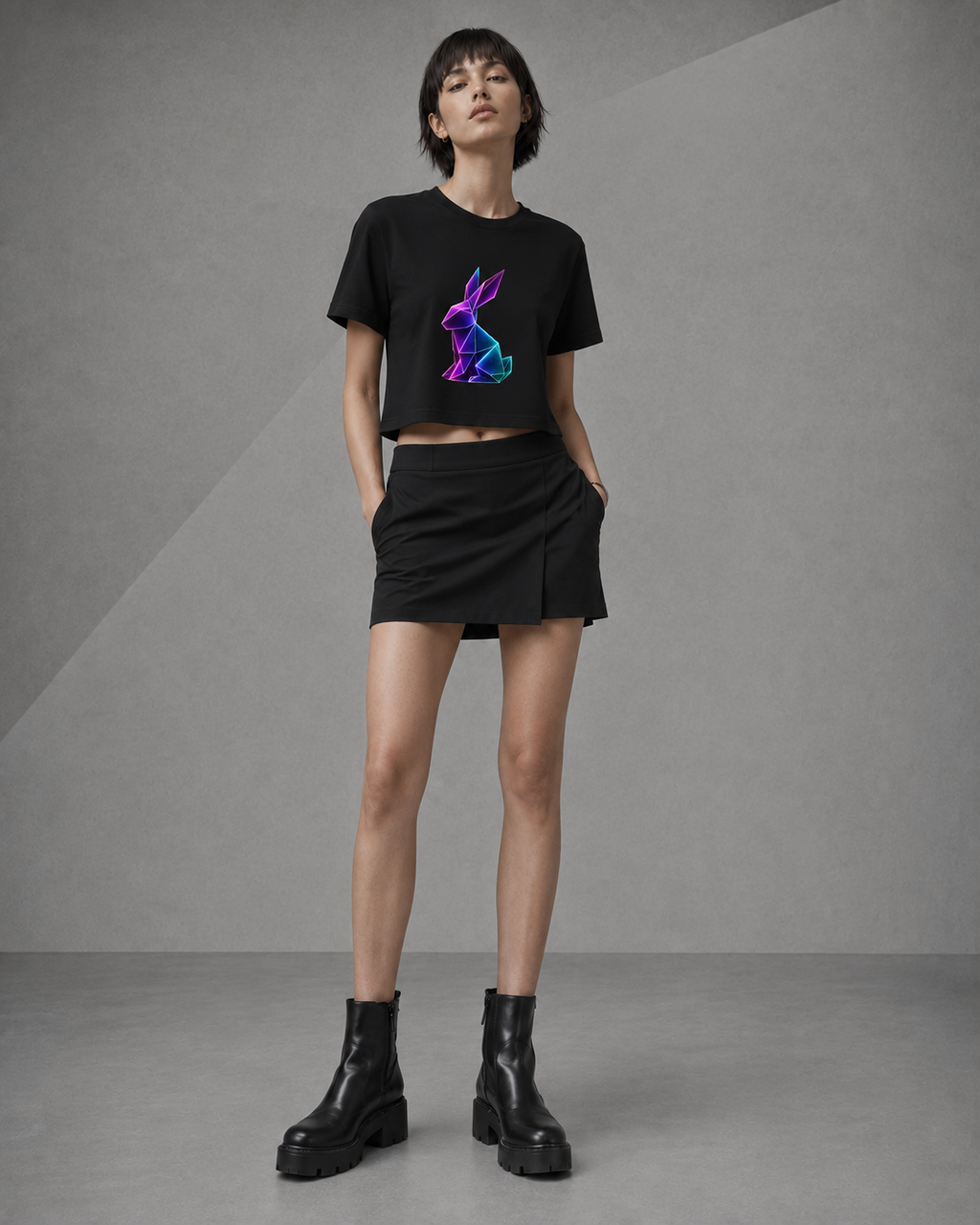 Origami Rabbit Cropped  Shirt. Initiative Instinct Cropped Shirt