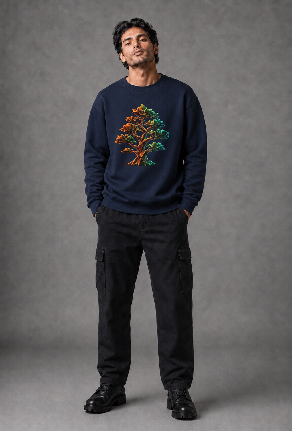 Origami Tree Unisex Heavy Blend™ Crewneck Sweatshirt. Grounding Instinct Sweatshirt