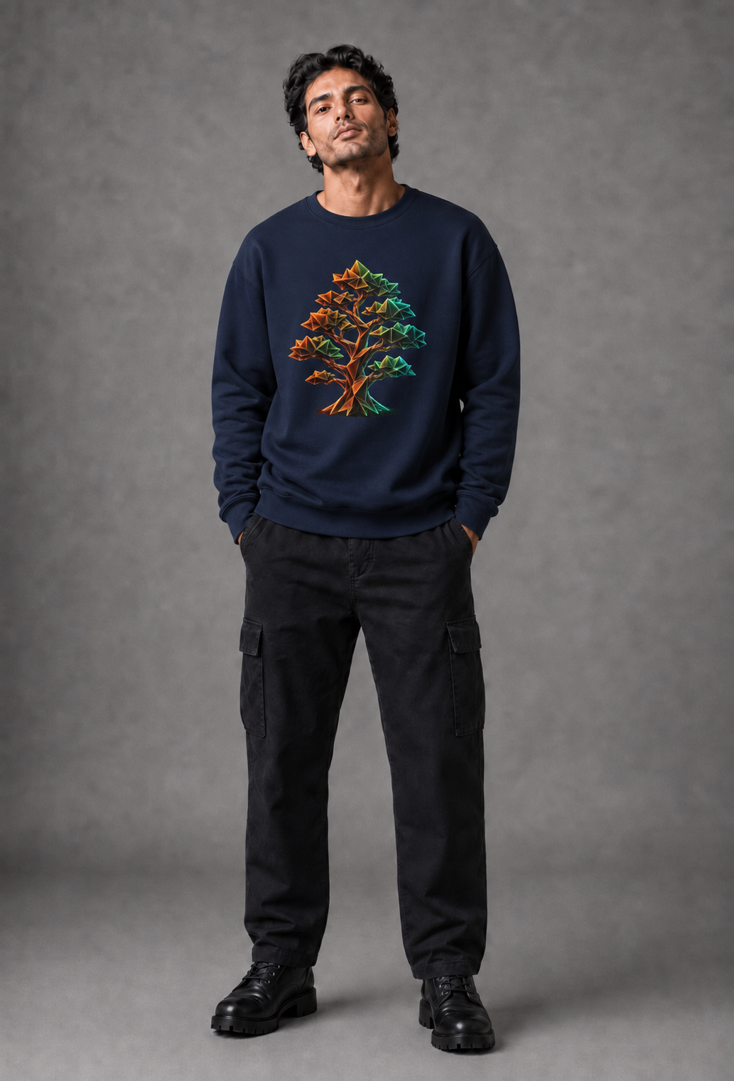 Origami Tree Unisex Heavy Blend™ Crewneck Sweatshirt. Grounding Instinct Sweatshirt