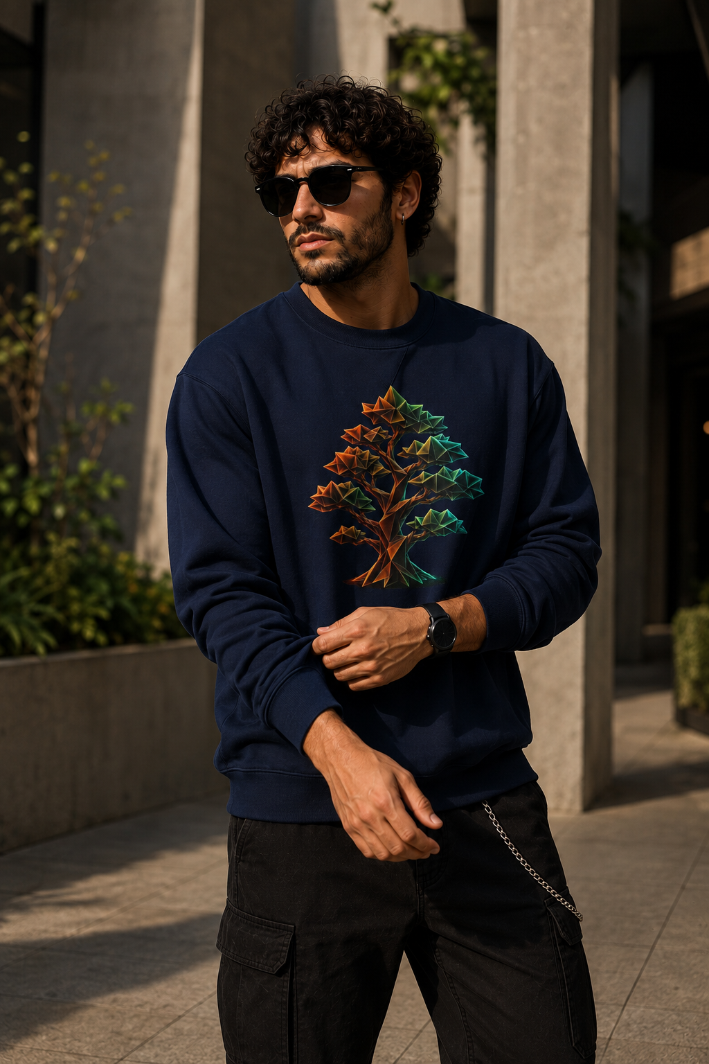 Origami Tree Unisex Heavy Blend™ Crewneck Sweatshirt. Grounding Instinct Sweatshirt
