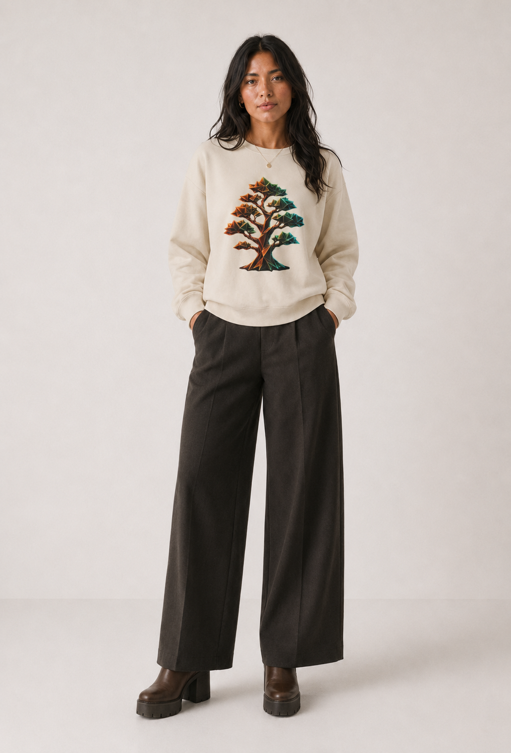 Origami Tree Unisex Heavy Blend™ Crewneck Sweatshirt. Grounding Instinct Sweatshirt