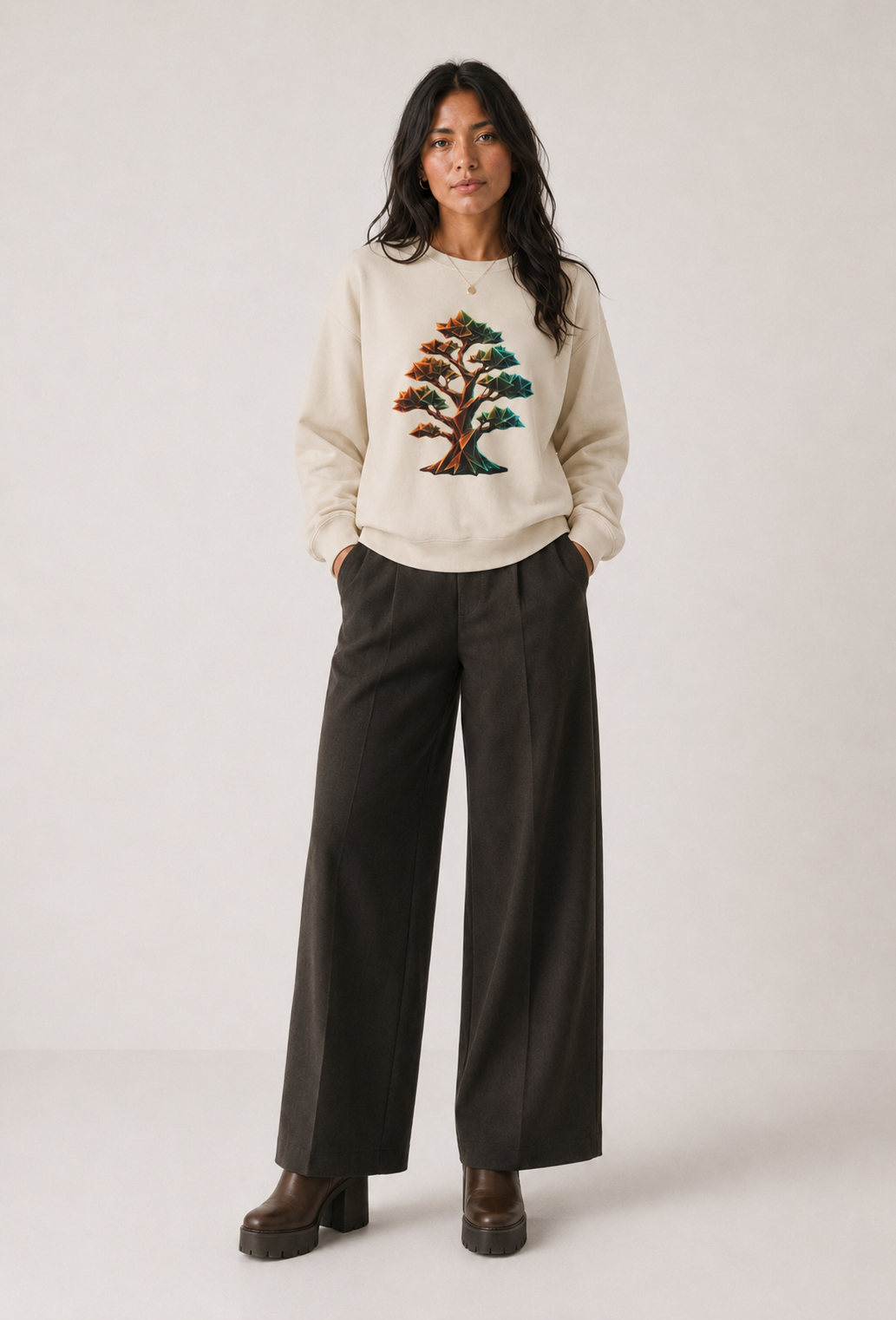 Origami Tree Unisex Heavy Blend™ Crewneck Sweatshirt. Grounding Instinct Sweatshirt