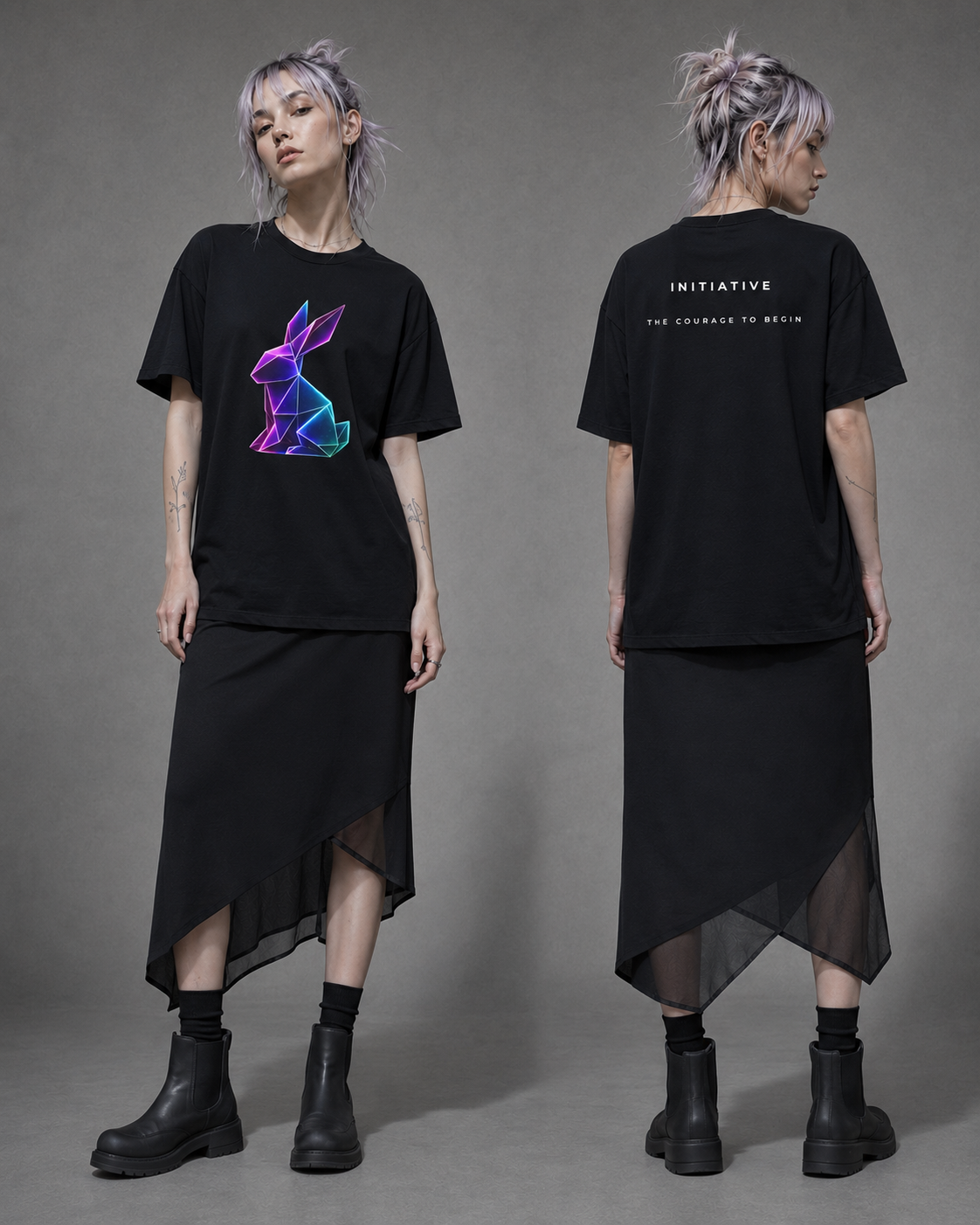 Origami rabbit T-shirt. Initiative Instinct Tee