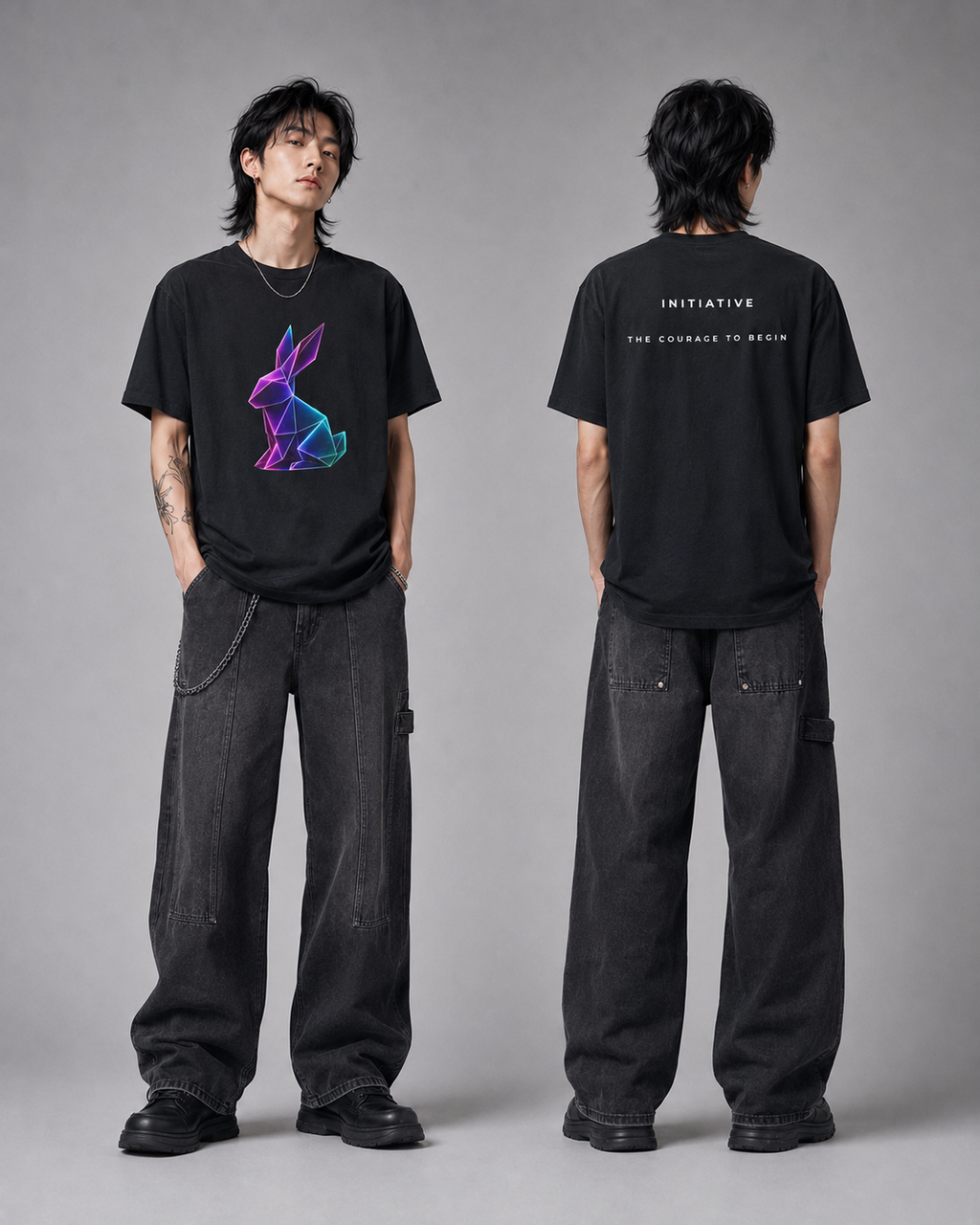 Origami rabbit T-shirt. Initiative Instinct Tee