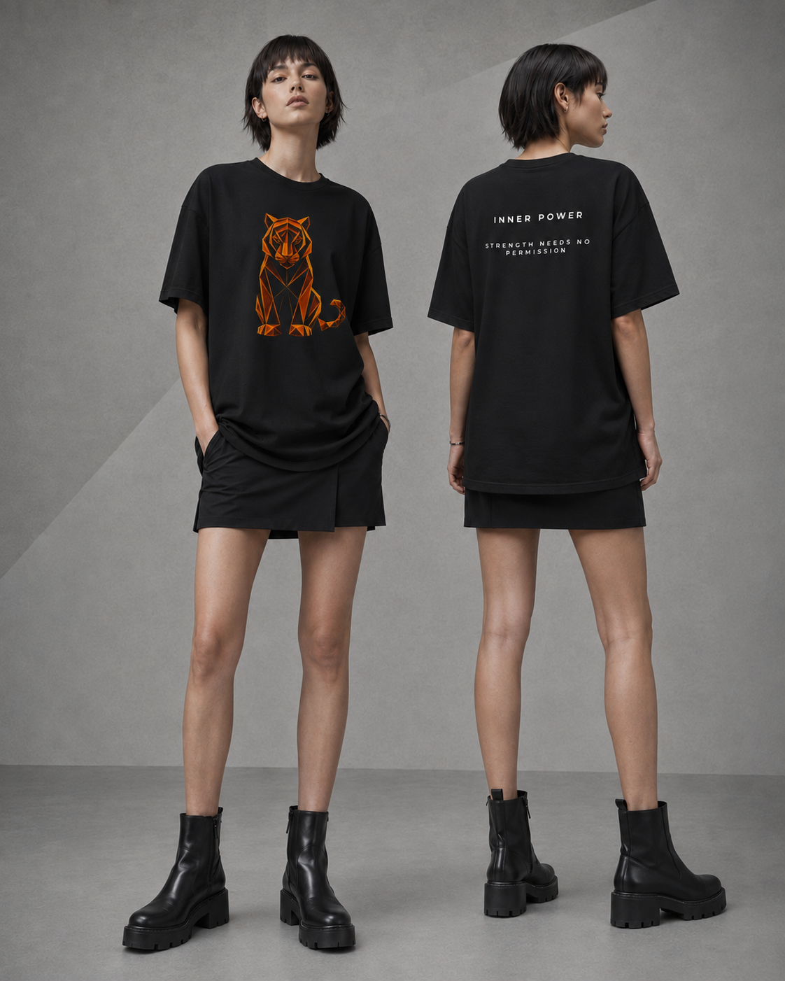 Origamy Tiger T-Shirt. Inner Power Instinct Tee