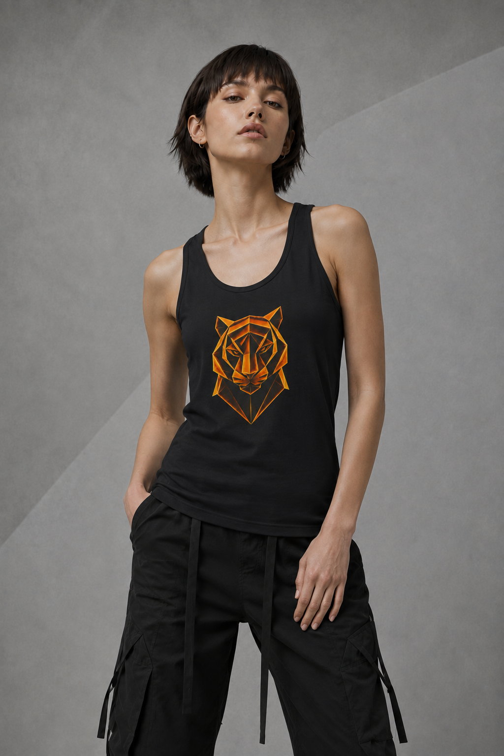 Origami Tiger Head Tank Top. Inner Power Instinct Tank Top