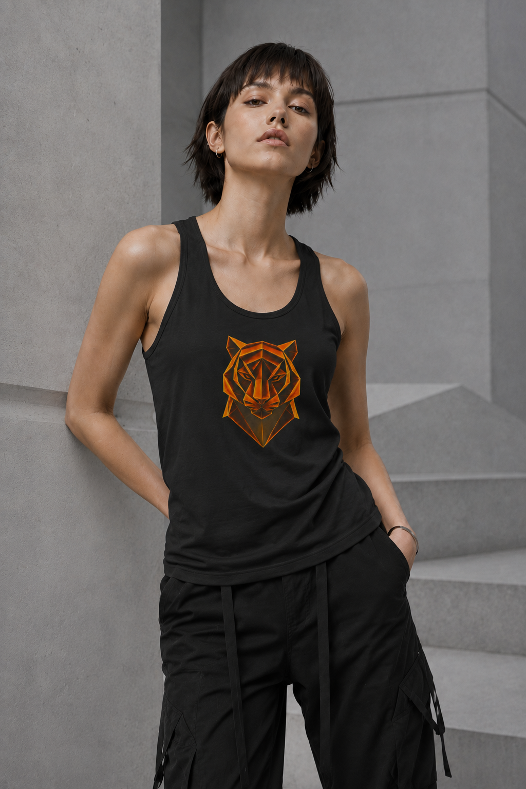 Origami Tiger Head Tank Top. Inner Power Instinct Tank Top