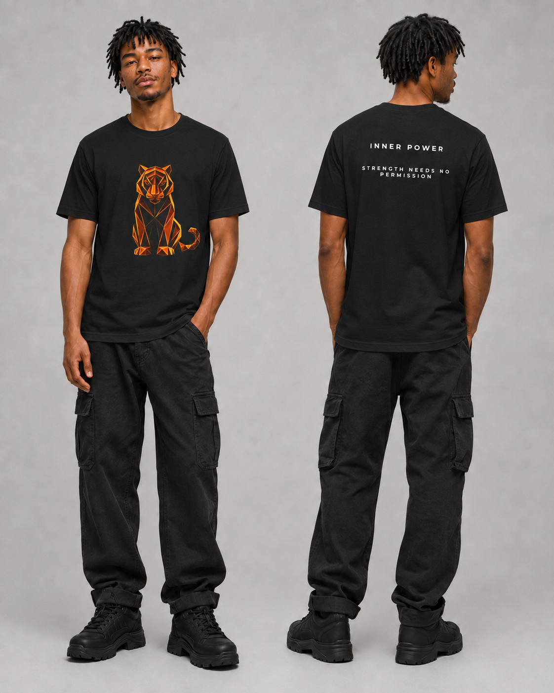 Origamy Tiger T-Shirt. Inner Power Instinct Tee