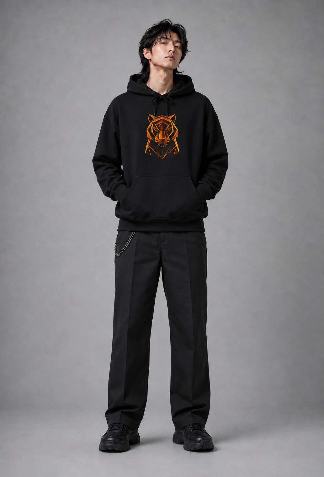 Origami Tiger Hoodie. Inner Power Instinct Sweatshirt