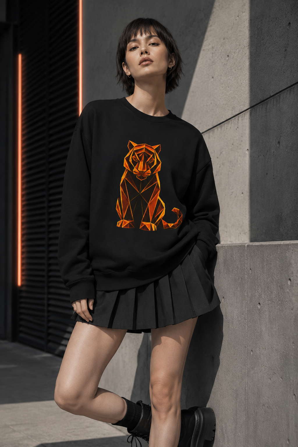 Origami Tiger Illustration Sweatshirt | Inner Power Instinct Sweatshirt