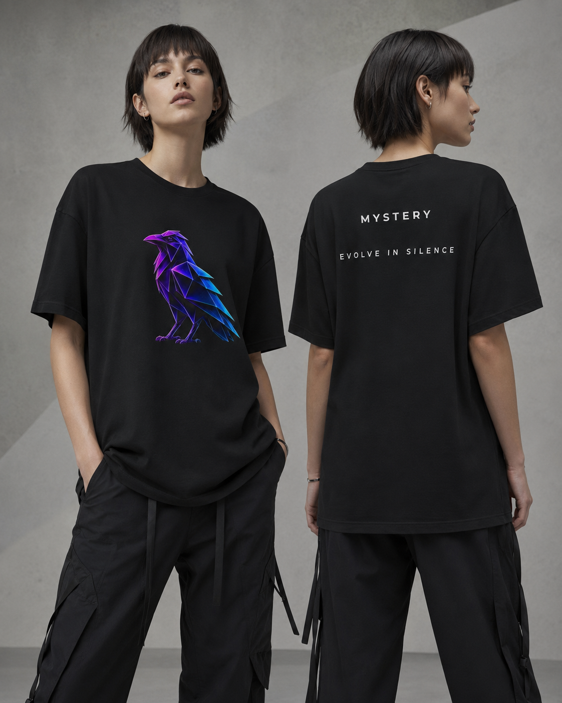 Raven Origami T-Shirt. Mistery Instinct Tee