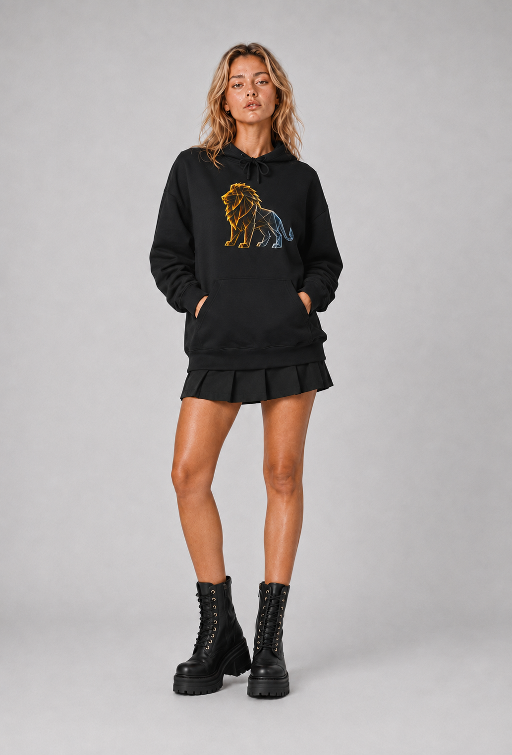 Origami Lion Hoodie. Presence Instinct Sweatshirt