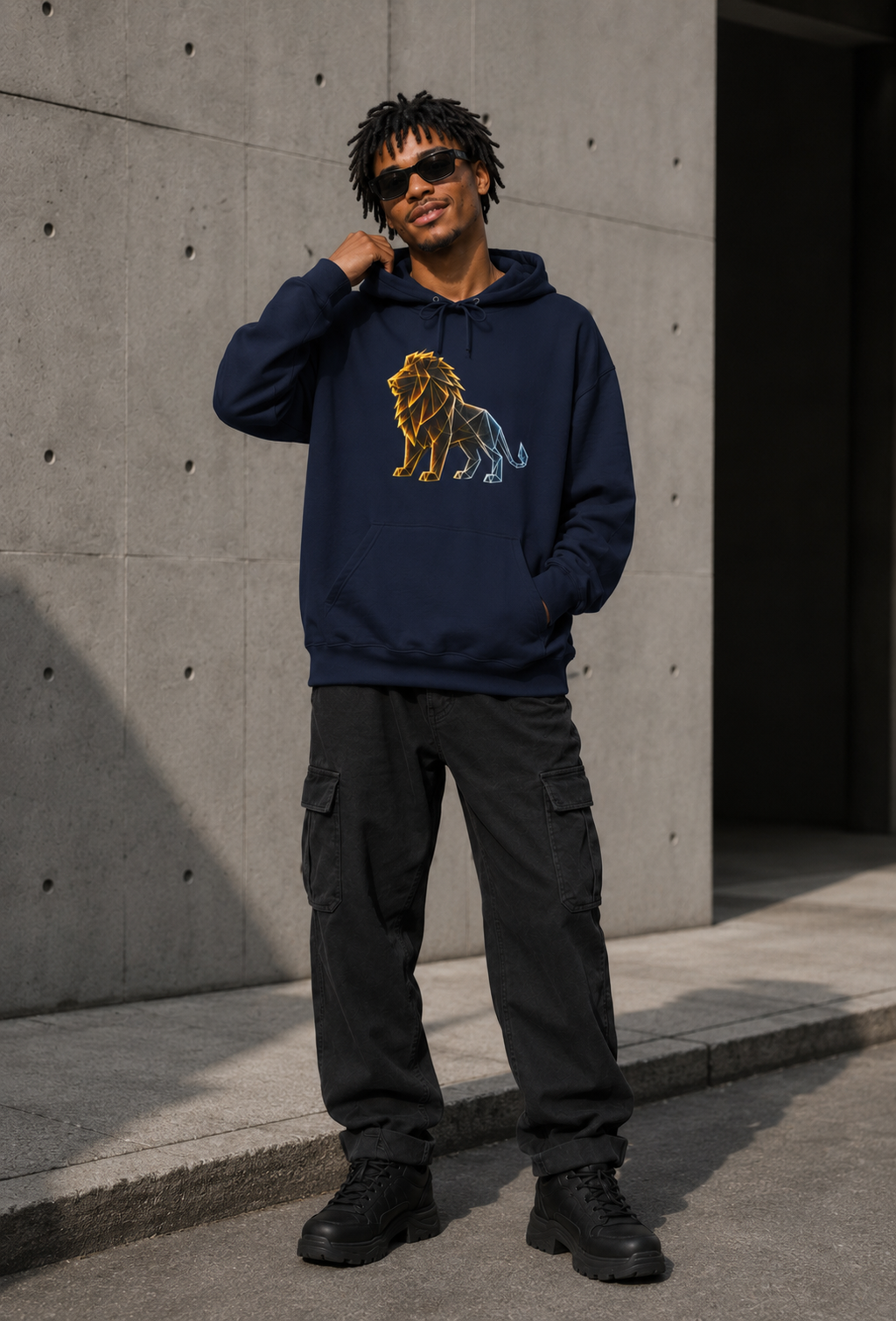 Origami Lion Hoodie. Presence Instinct Sweatshirt