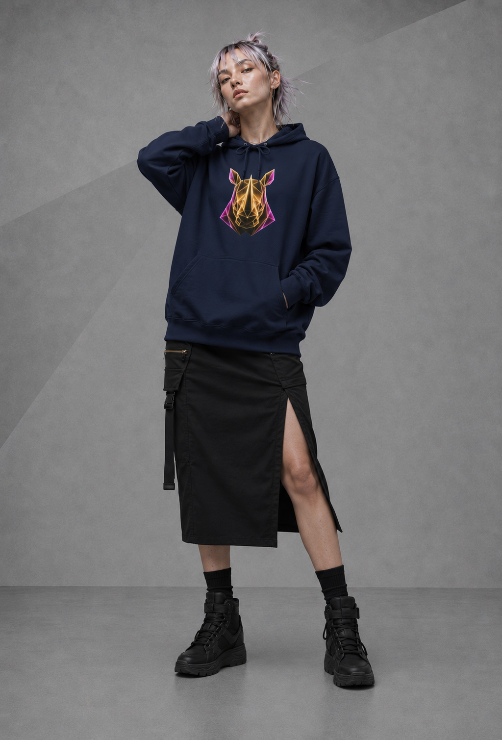 Origami Rhino Hoodie | Resilience Instinct Sweatshirt