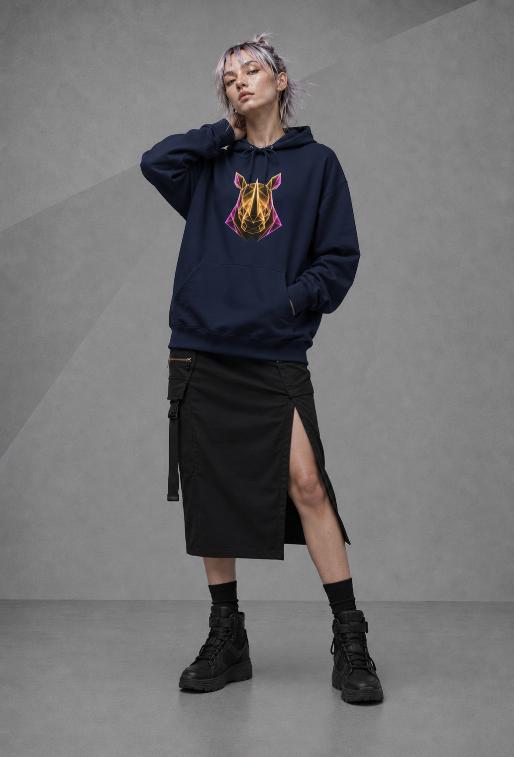 Origami Rhino Hoodie | Resilience Instinct Sweatshirt