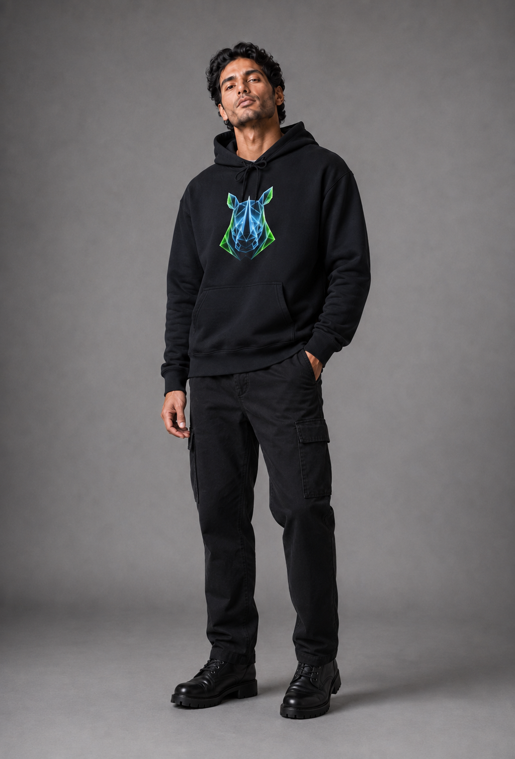 Origami Rhino Hoodie | Resilience Instinct Sweatshirt