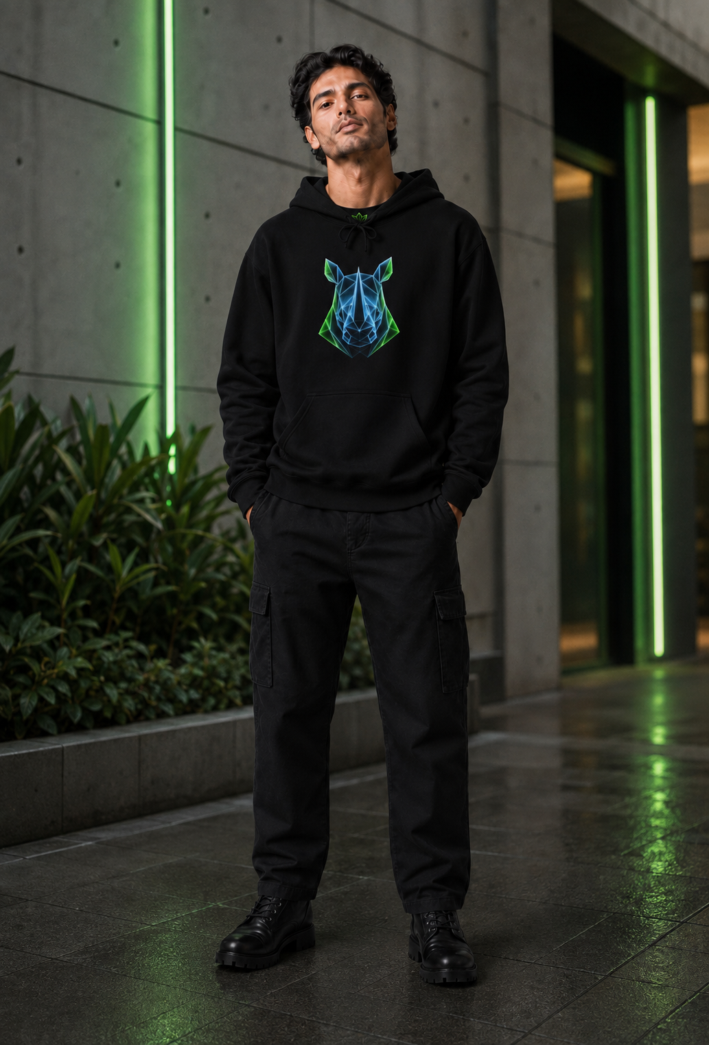 Origami Rhino Hoodie | Resilience Instinct Sweatshirt