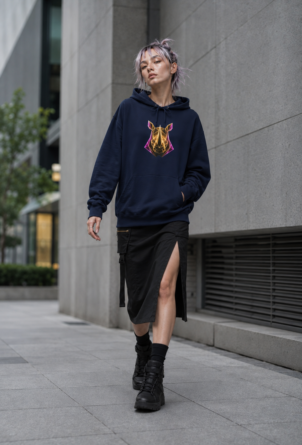 Origami Rhino Hoodie | Resilience Instinct Sweatshirt