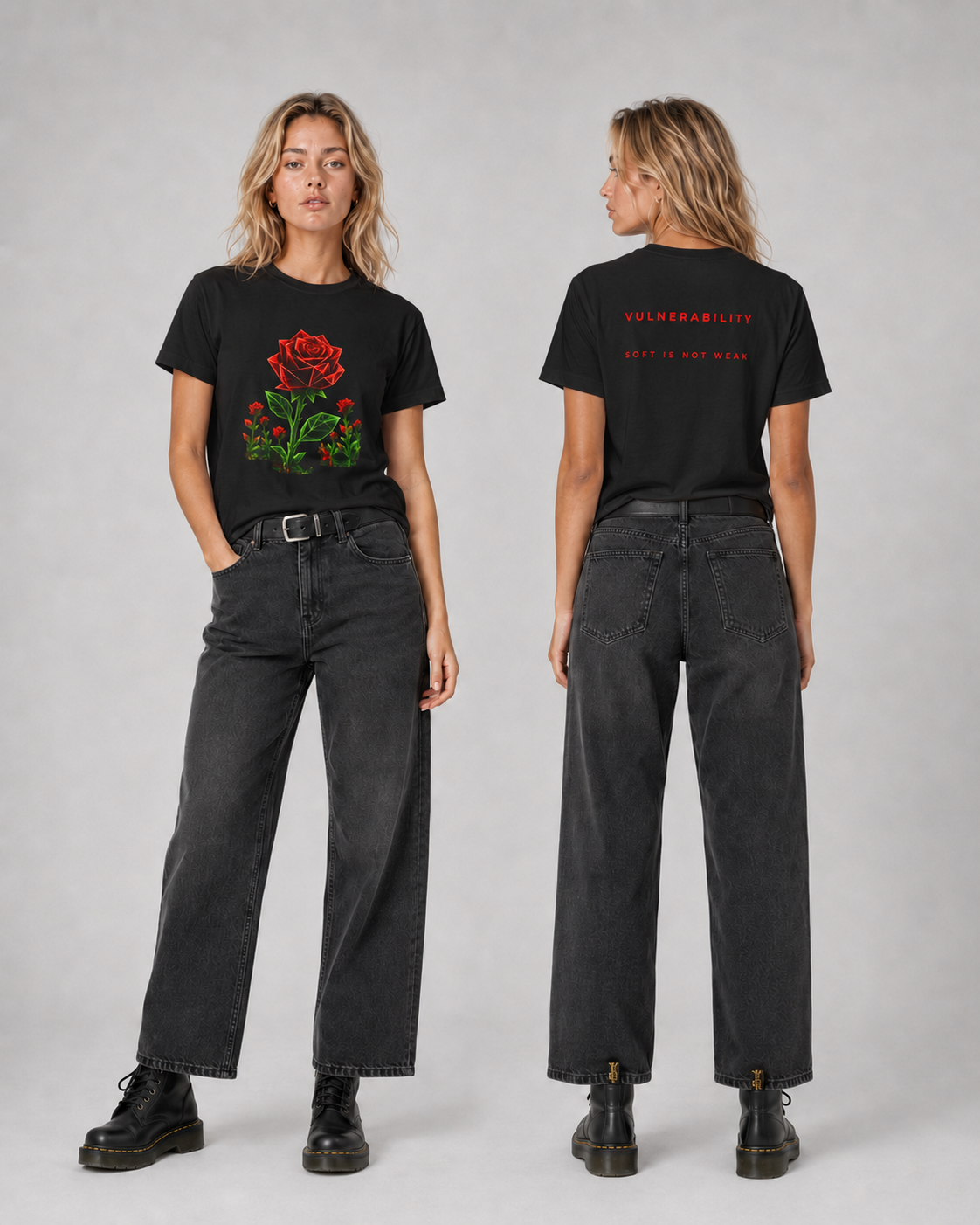 Origami Rose T-Shirt. Vulnerability Instinct Tee